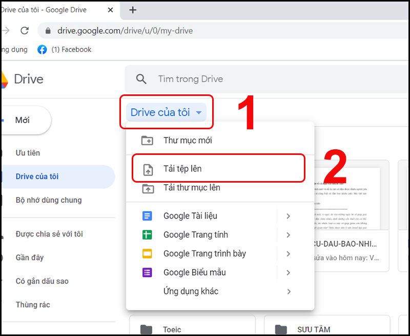 cách gửi link google drive qua messenger bằng máy tính