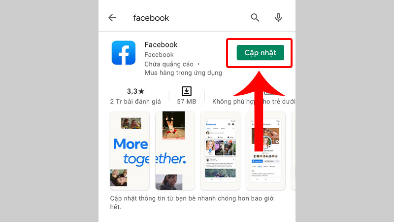 Cập nhập ứng dụng Facebook trên điện thoại