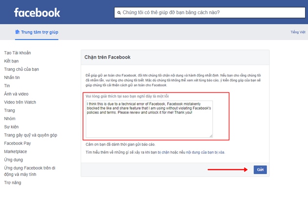 truy cập vào đường link https://www.facebook.com/help/contact/571927962827151